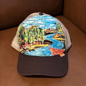 Simms Scenic Art Hat with Blue and Red Design